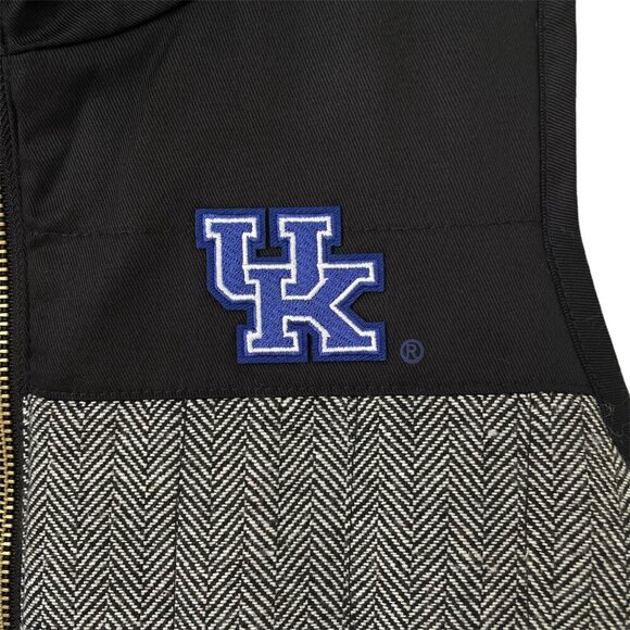Kentucky Wildcats Vest Womens S Full Zip Black Gray Quilted Herringbone Preppy - Picture 11 of 16